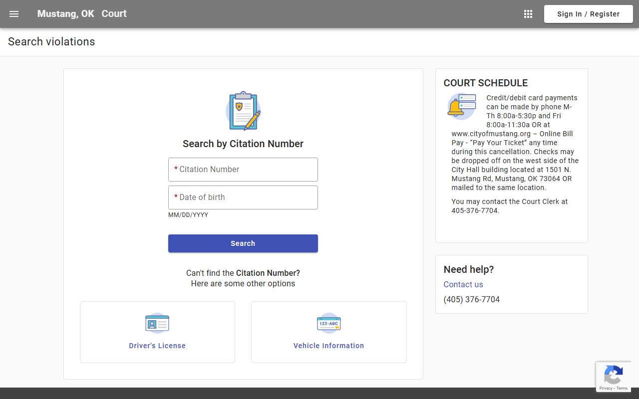 Mustang recent arrests court search portal