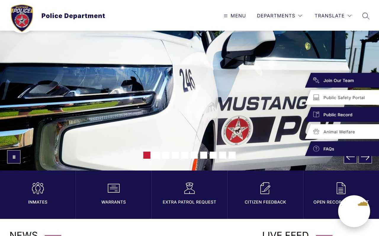 Mustang recent arrests police department page