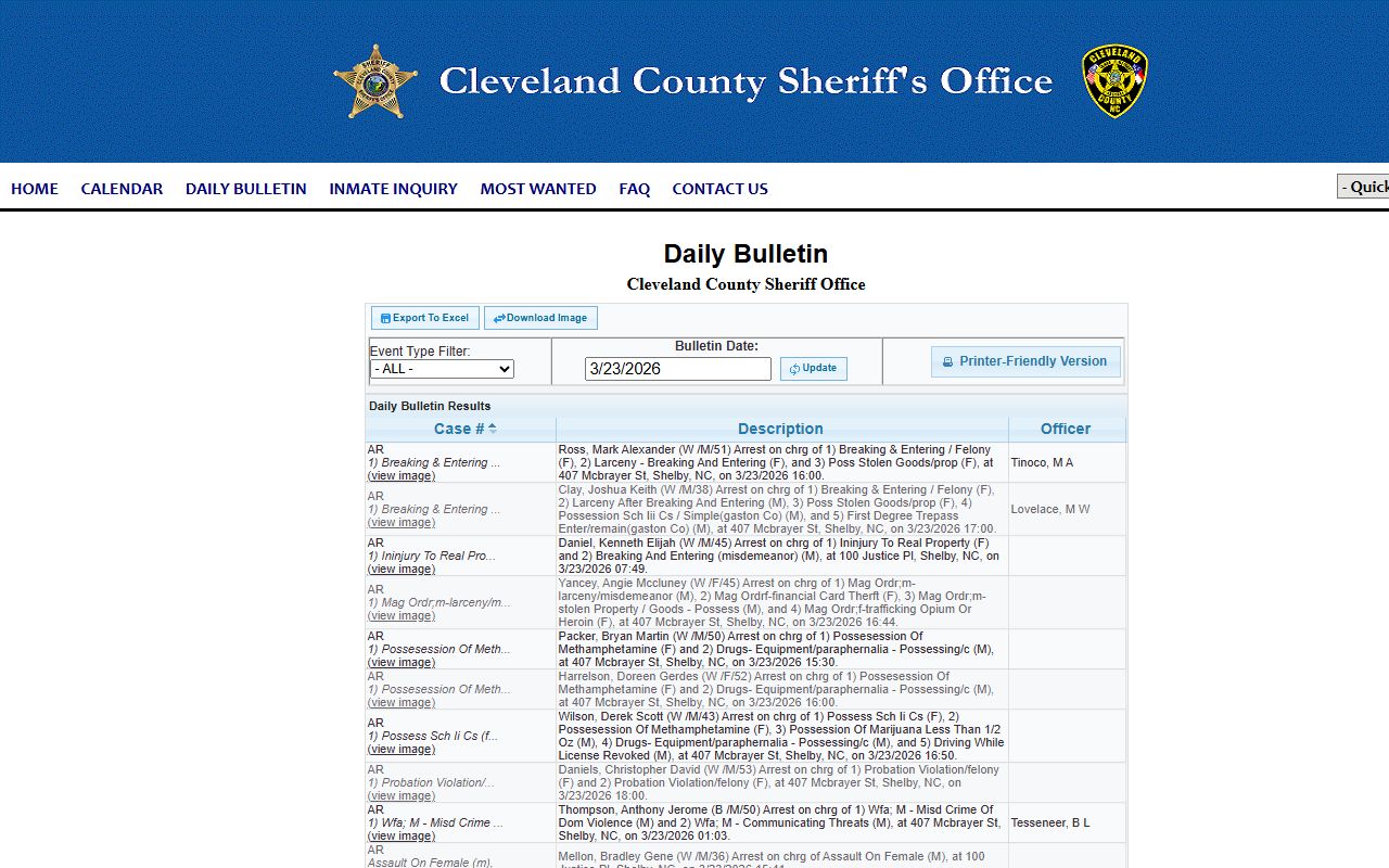 Norman recent arrests daily bulletin