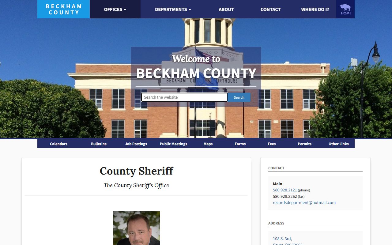 Beckham County Sheriff okcounties.org page Beckham County Recent Arrests