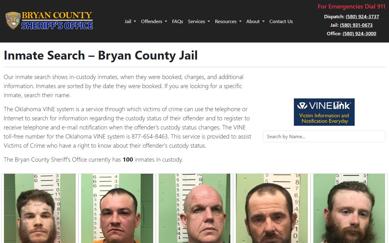 Bryan County Sheriff inmate search page Bryan County Recent Arrests