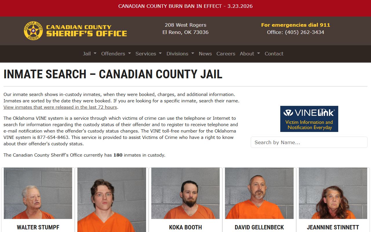 Canadian County Sheriff inmate search tool Canadian County Recent Arrests