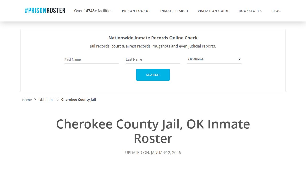 Cherokee County Jail roster on PrisonRoster Cherokee County Recent Arrests
