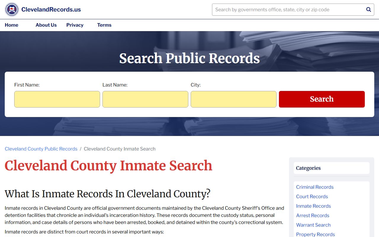 Cleveland Records inmate search Cleveland County Recent Arrests
