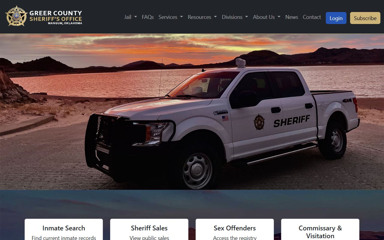 Greer County Sheriff Office website - Greer County recent arrests