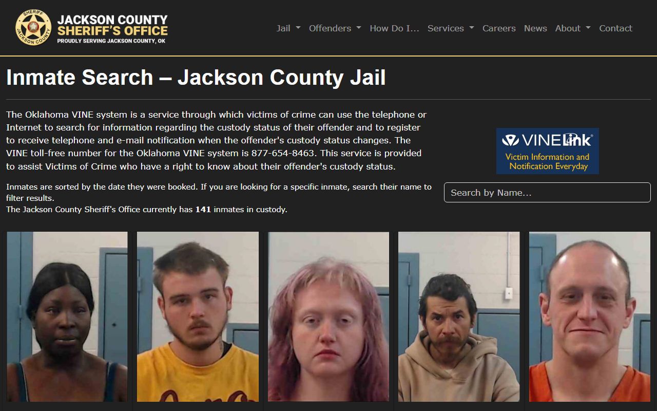 Jackson County inmate search tool - recent arrest bookings Altus OK