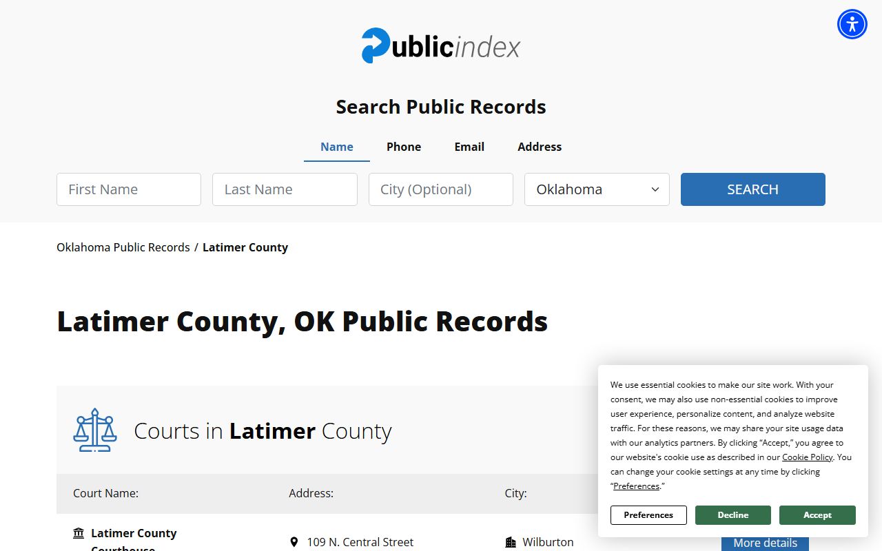 Latimer County recent arrests public index court records search
