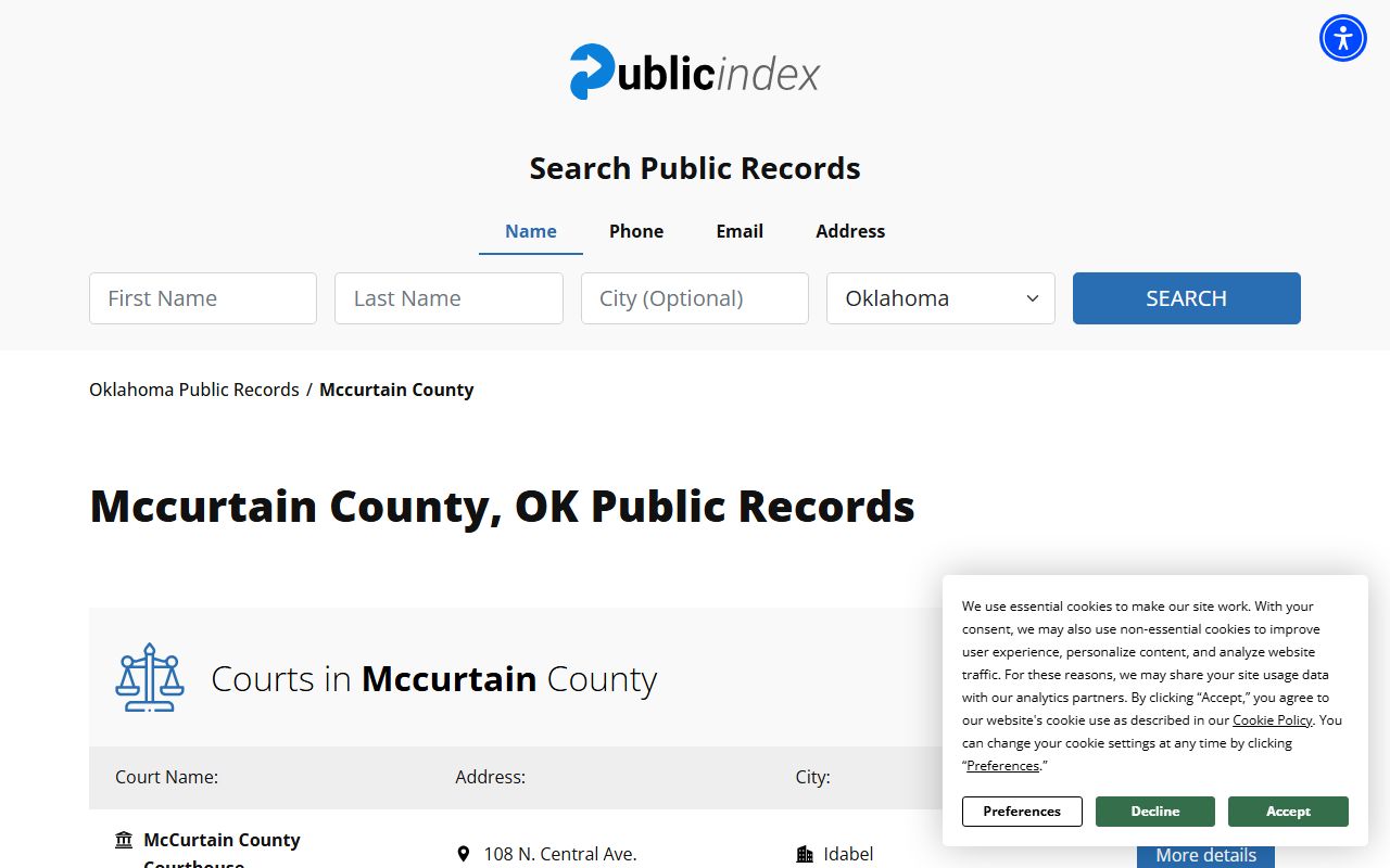 McCurtain County recent arrests public index