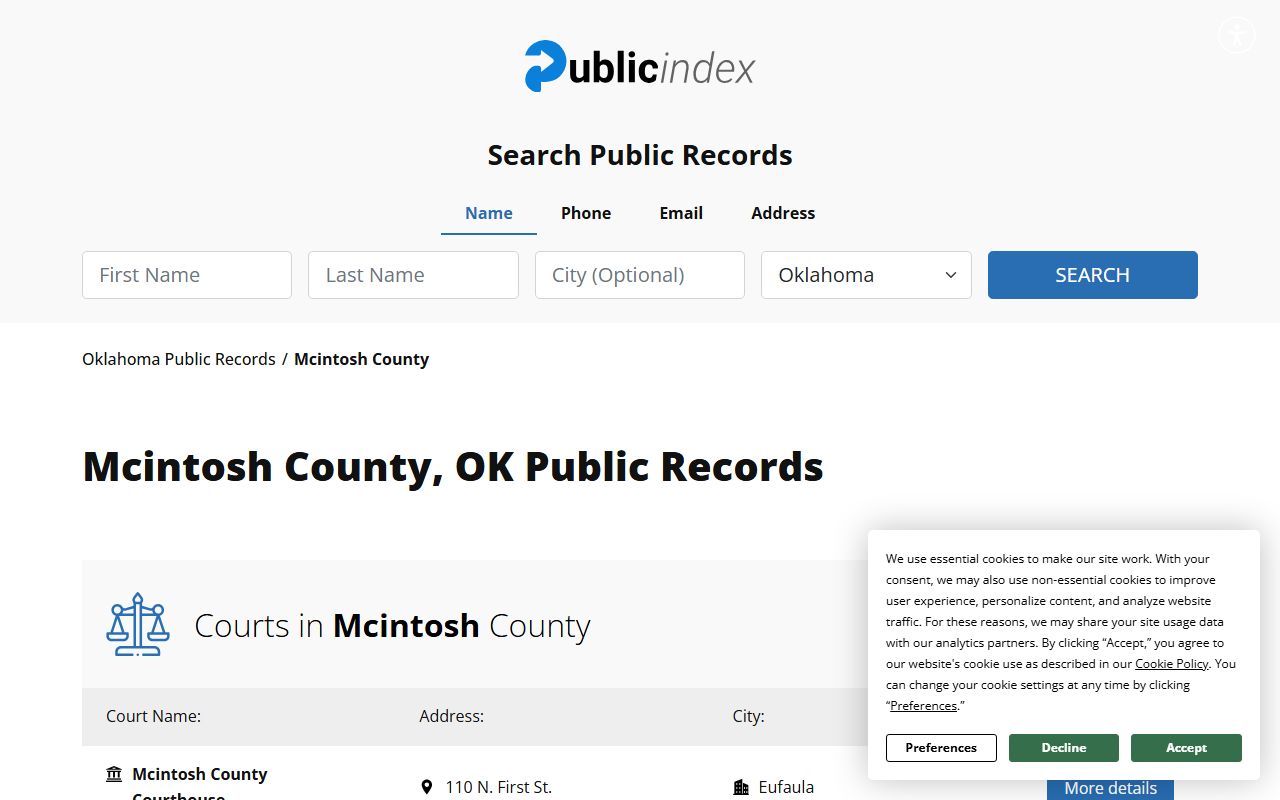 McIntosh County recent arrests public index