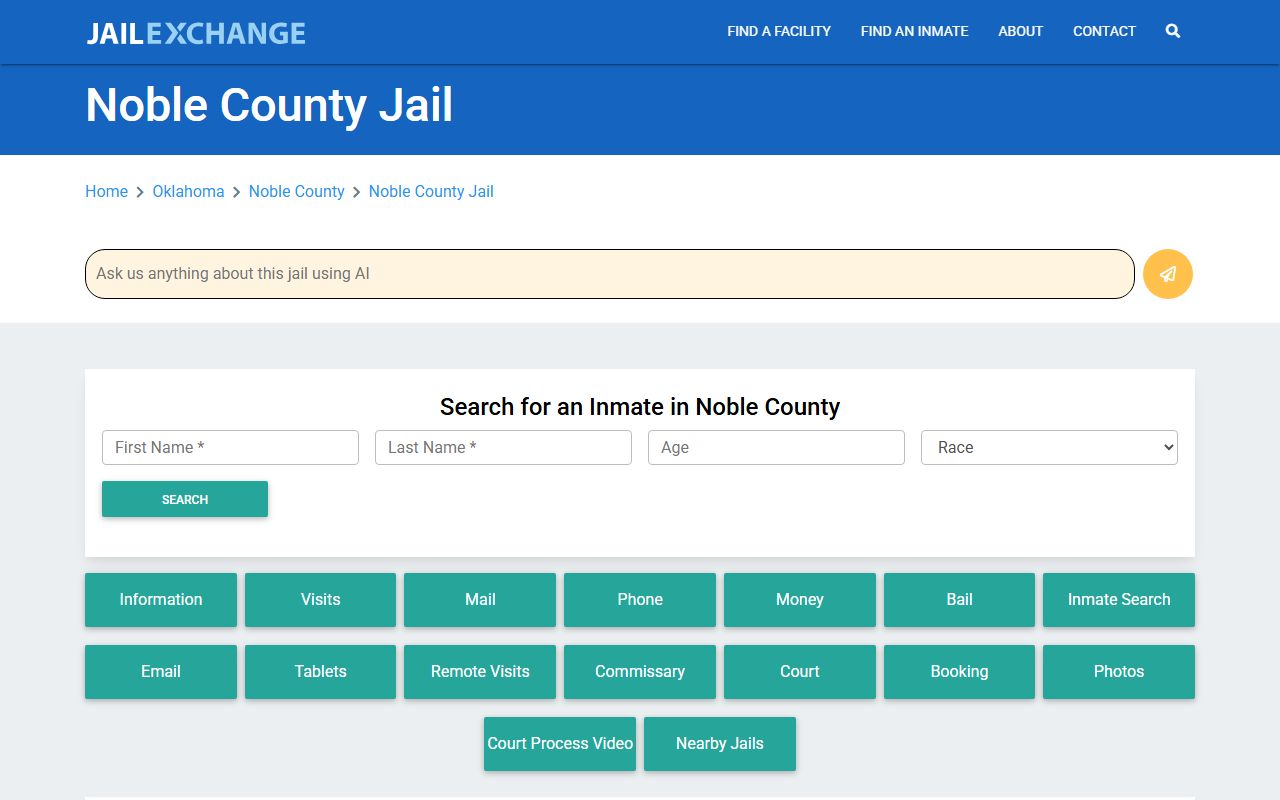 Noble County recent arrests jail exchange listing