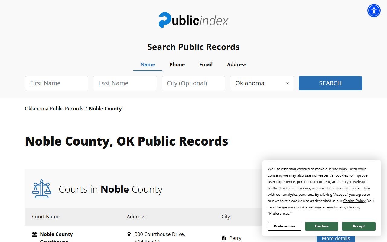Noble County recent arrests public index