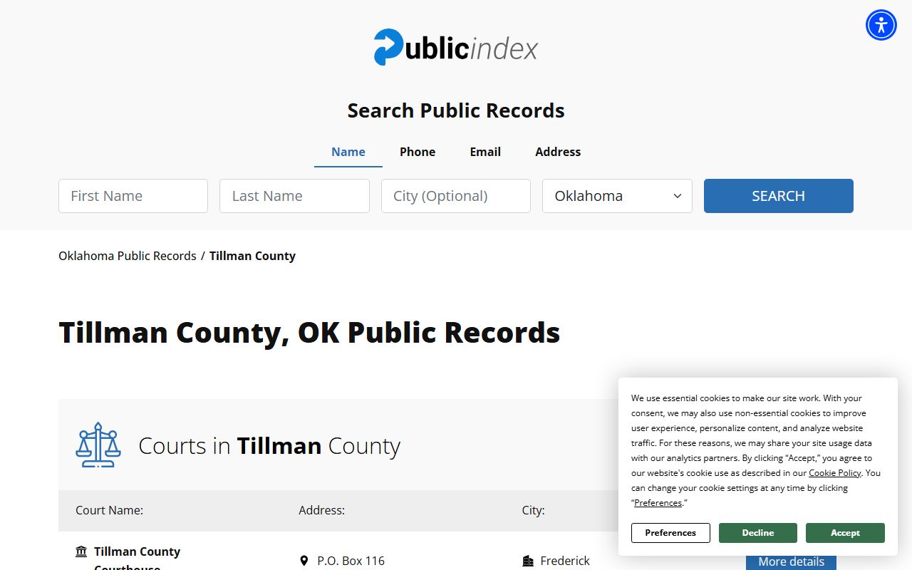 Tillman County recent arrests public index