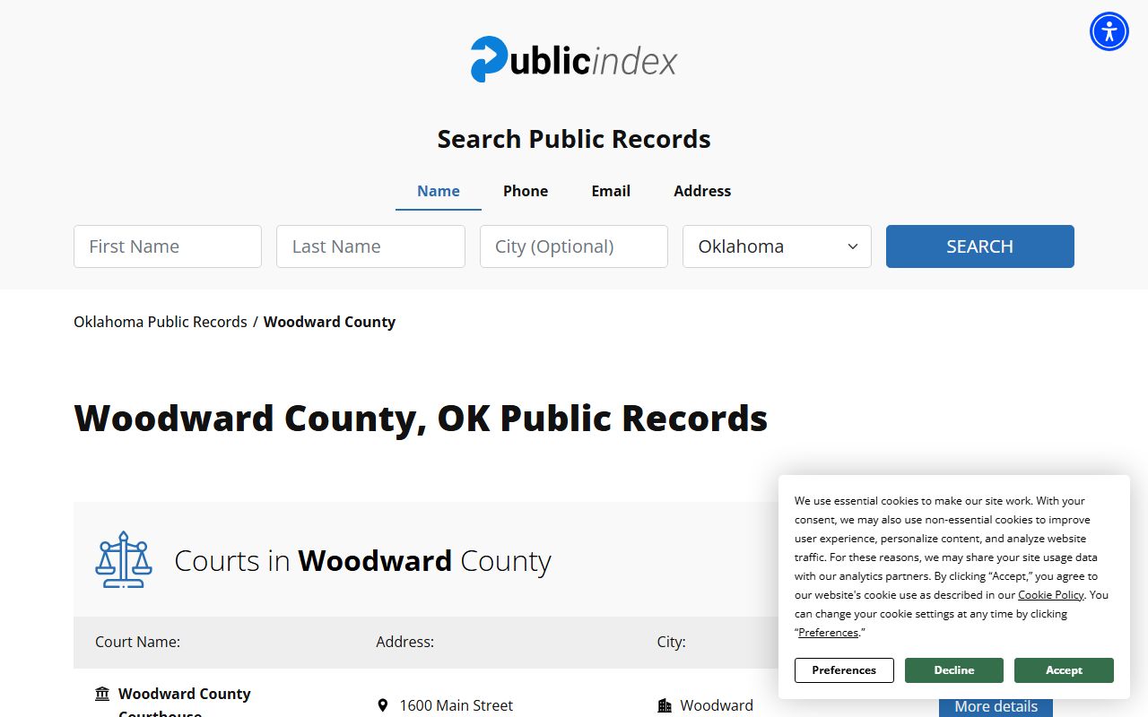 Woodward County recent arrests public index