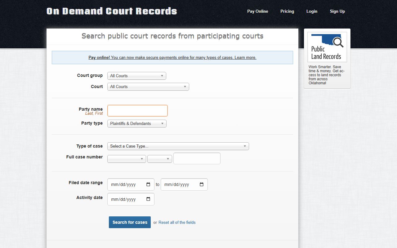 On Demand Court Records Oklahoma Recent Arrests