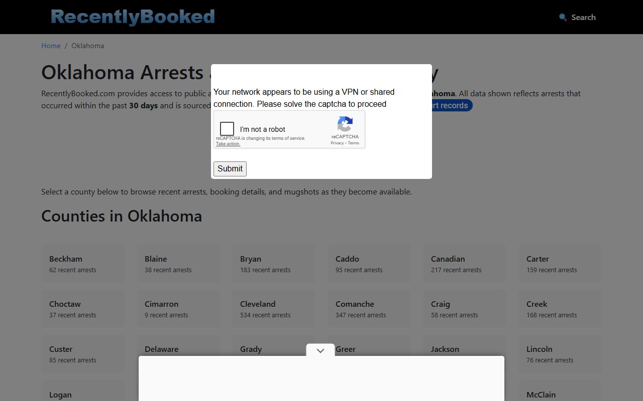 Recently Booked Statewide Oklahoma Recent Arrests